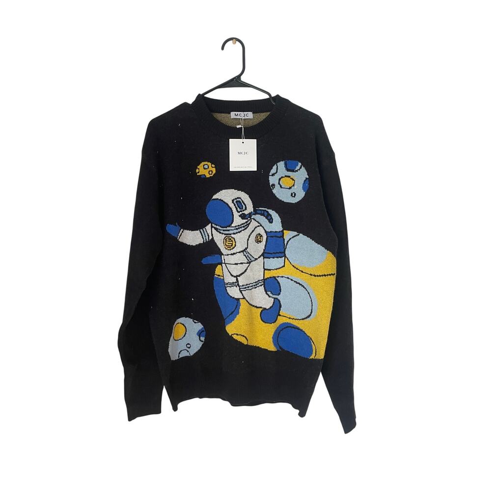 New MCJC astronaut outer space oversized crewneck sweater funky oversized-size L